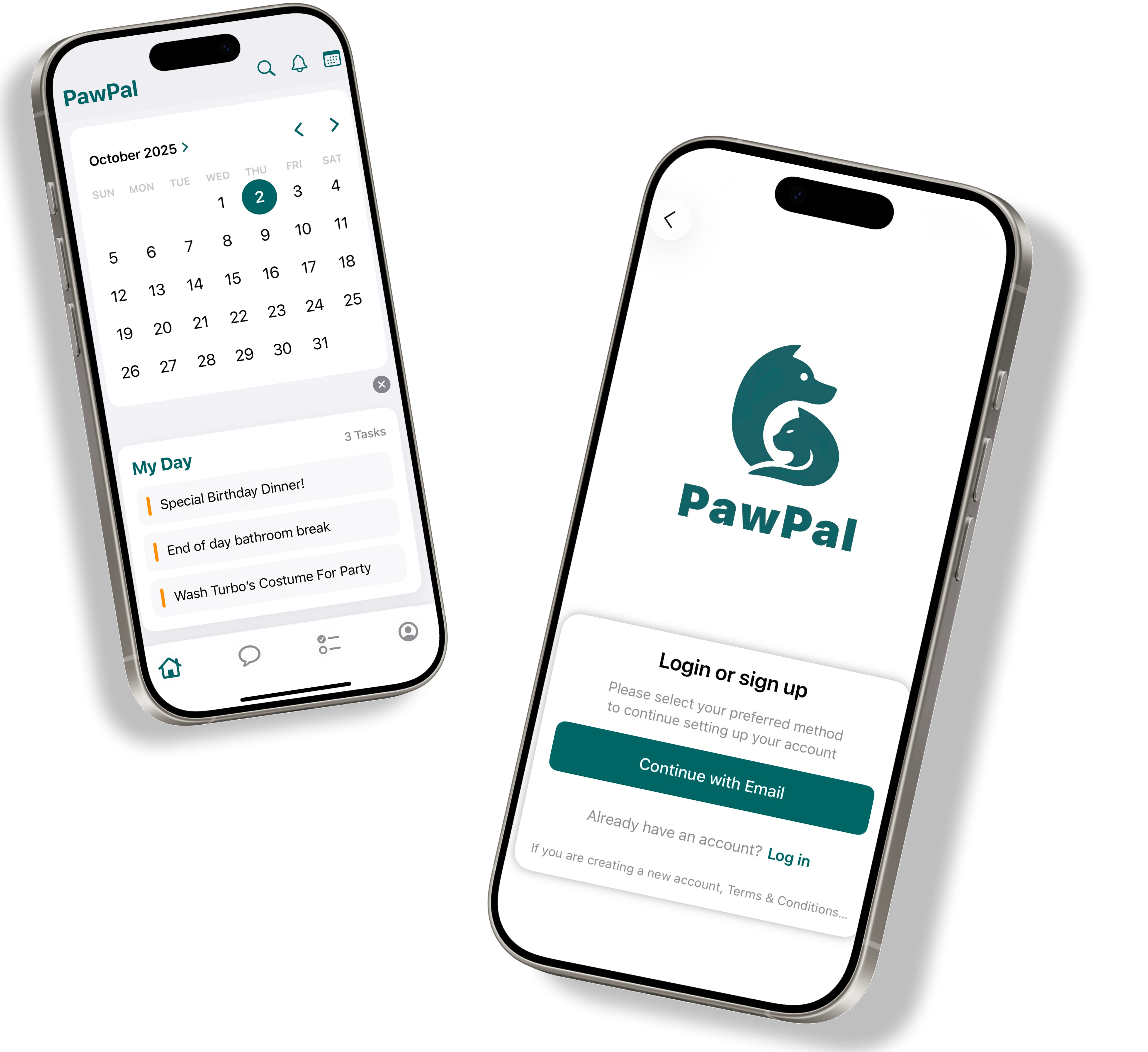 App mockup - PawPal home screens